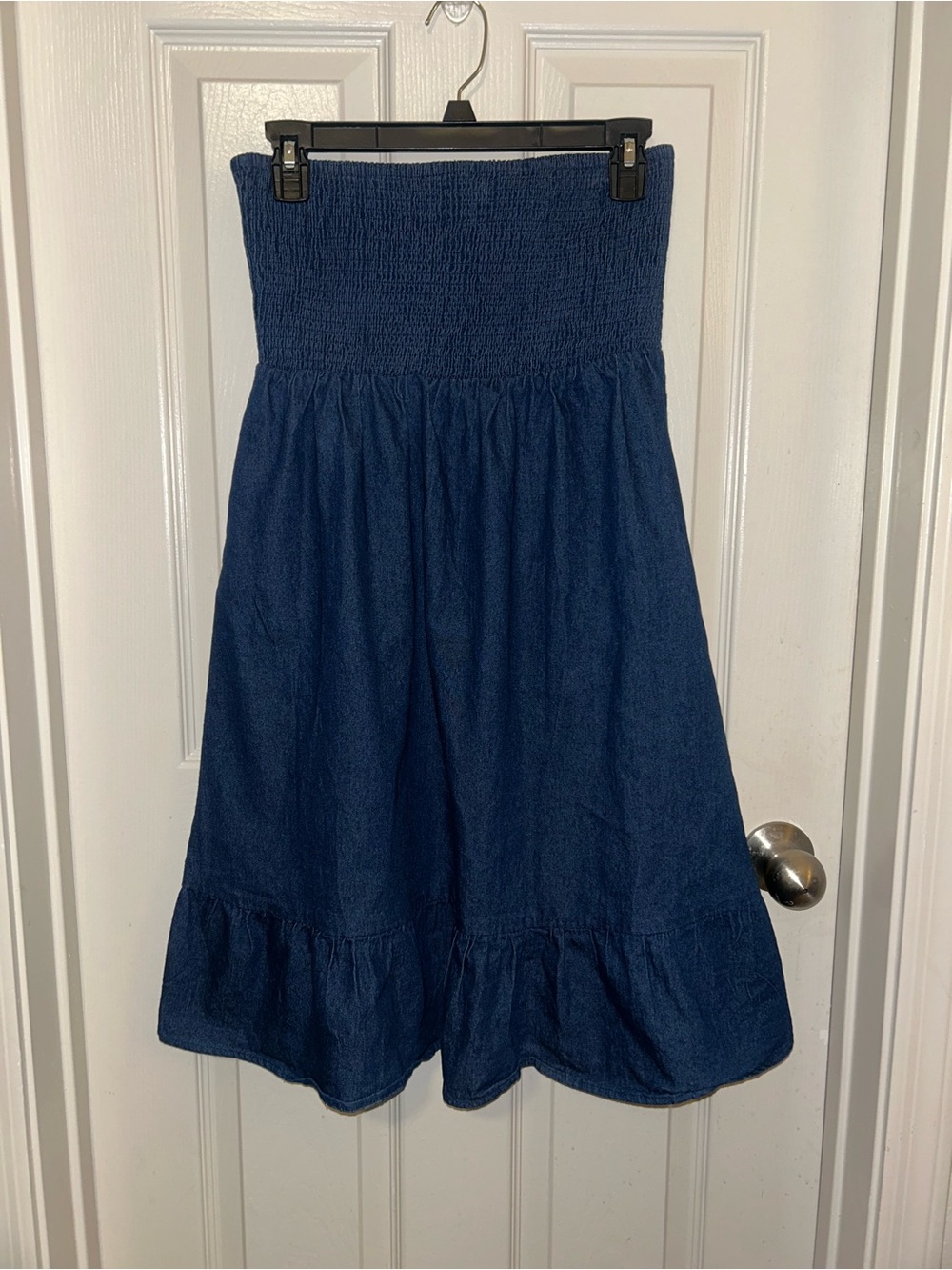 Camellia Strapless, Smocked Denim Tube Dress